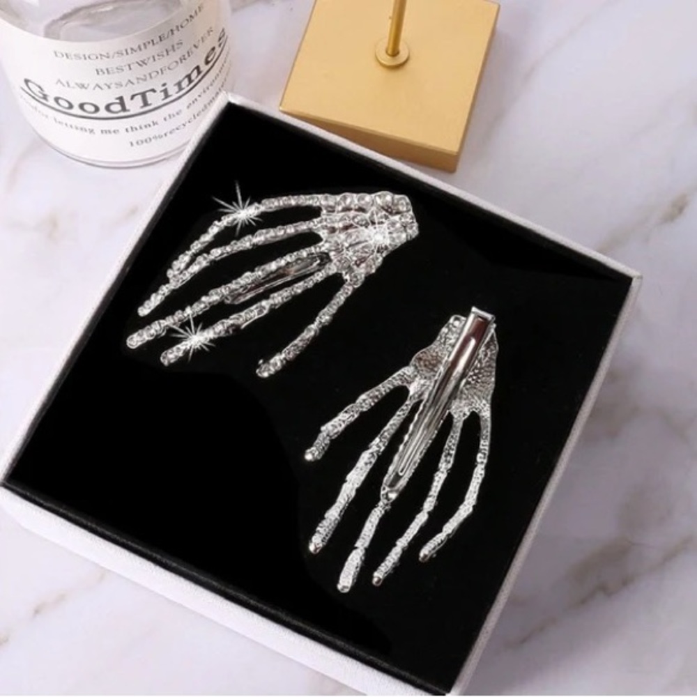 Single Rhinestone Skeleton Hairpin For Women Rhinestone Hair Bows With Clip